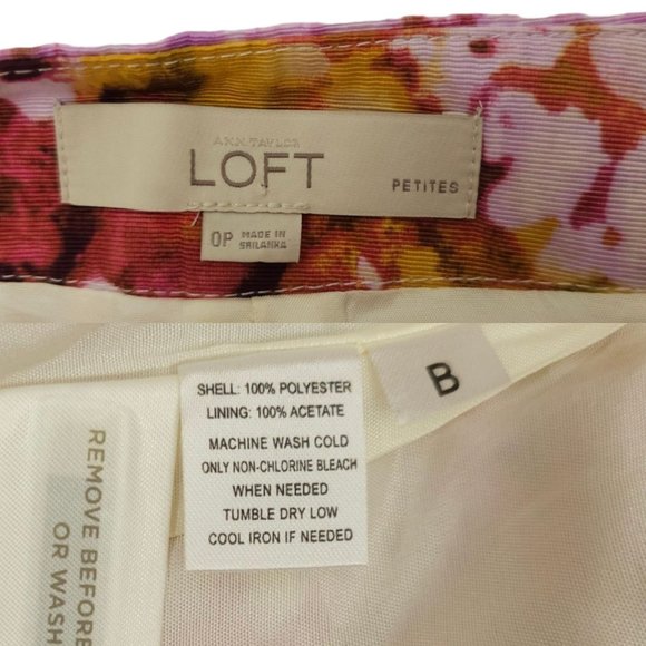 Ann Taylor Loft Floral Petite Pencil Skirt Womens 0P Lined Side Zip Pink Yellow - Picture 8 of 16